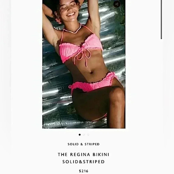 SOLID & STRIPED NWT Bikini Regina Ruffle Frill Bottoms 90s Tie String Cheeky - Picture 4 of 16